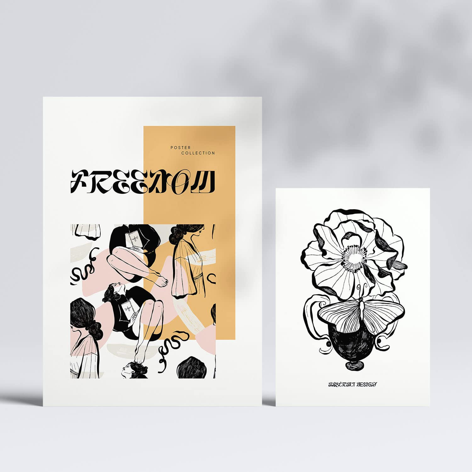 POSTER Set Mit 6 In Schwarzer Tinte Freiheit A3 & A4 Rahmenlos - Klar, Papier (29/3cm) - Nacnic