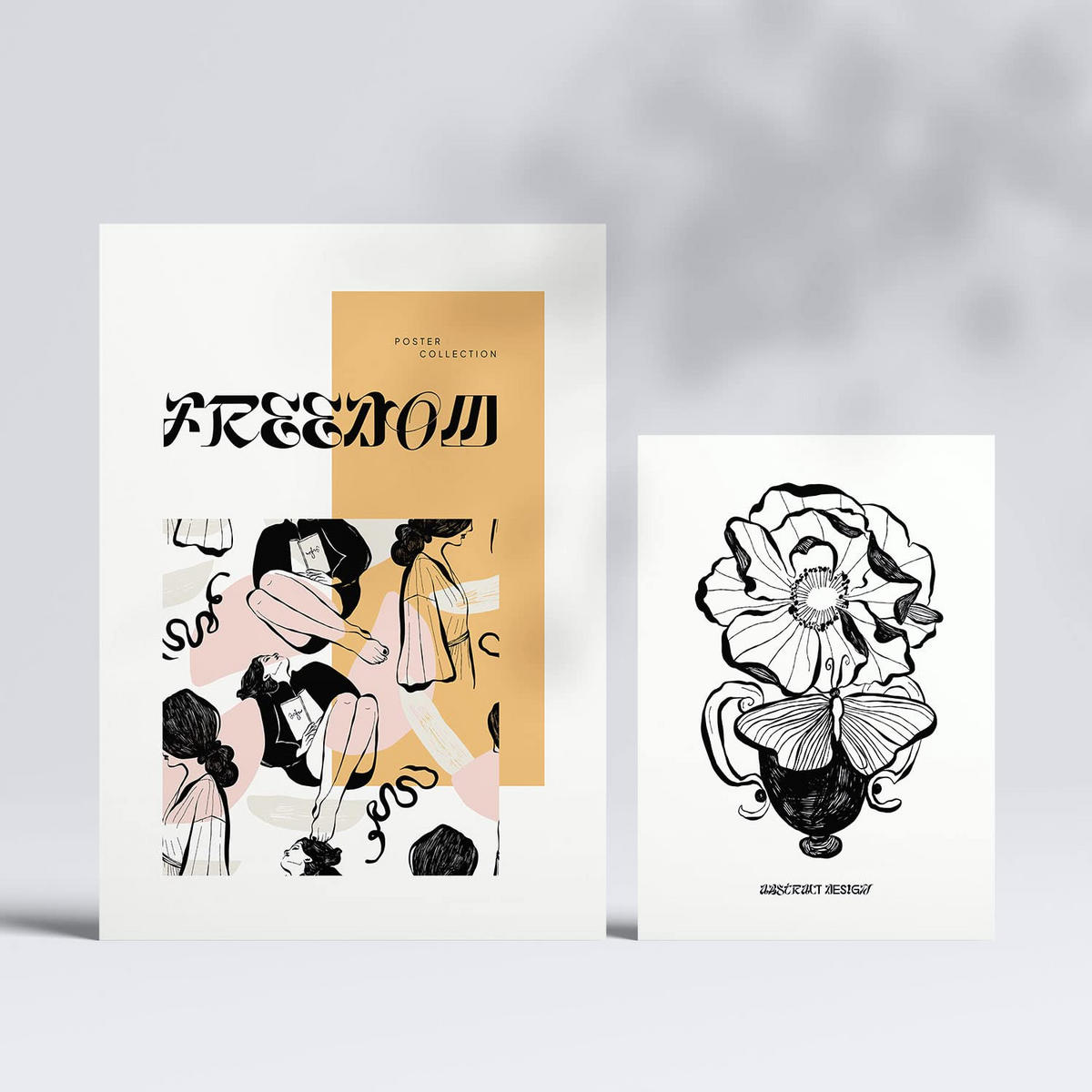 POSTER Set Mit 6 In Schwarzer Tinte Freiheit A3 & A4 Rahmenlos - Klar, Papier (29/3cm) - Nacnic