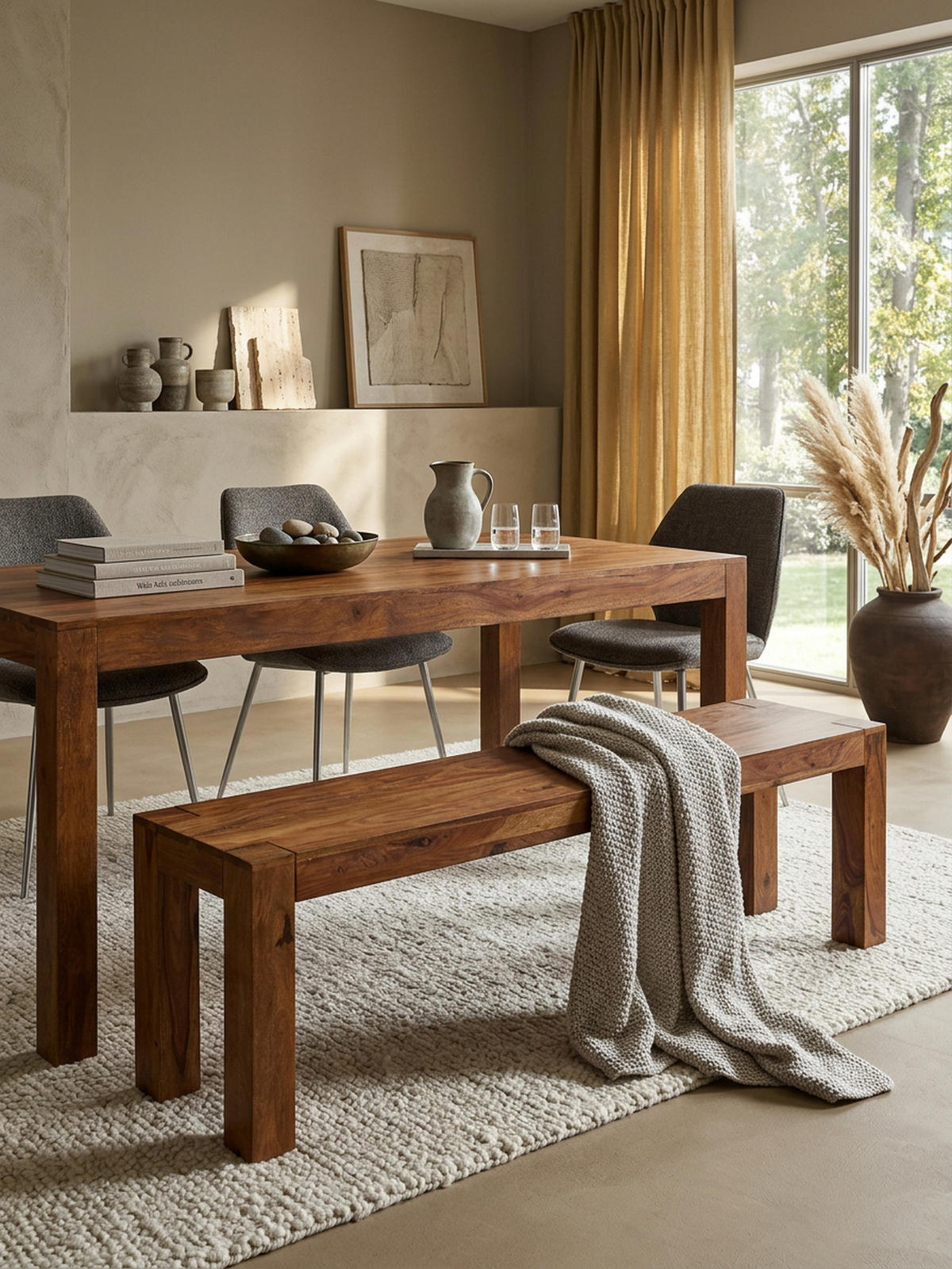 SITZBANK Massivholz Landhausstil handgefertigt, Braun 120x35x45 cm - Braun, Holz (120/45/35cm) - KADIMA DESIGN