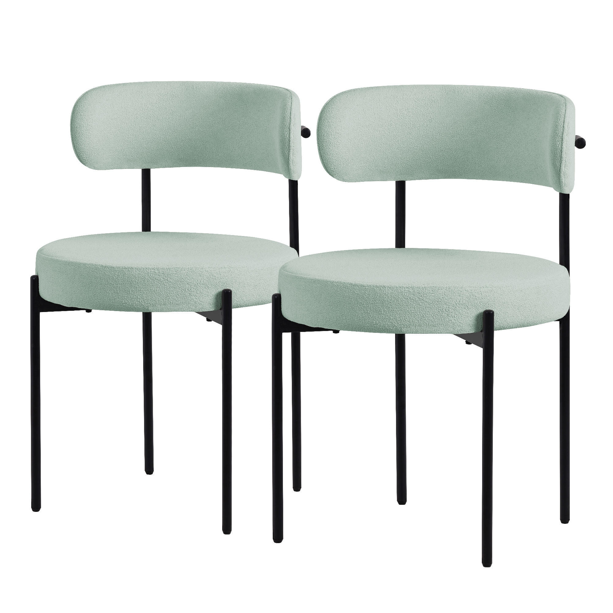 ESSZIMMERSTUHL 2er Set Teddystoff grün - Grün, Metall (53/78/50cm) - ML-DESIGN