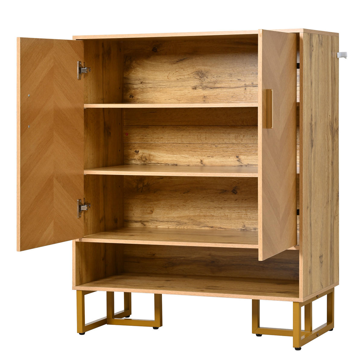 SCHUHSCHRANK aus MDF 80x38x100cm in Natur mit Soft-Close - Naturfarben, Holzwerkstoff (80/100/38cm) - Modfu