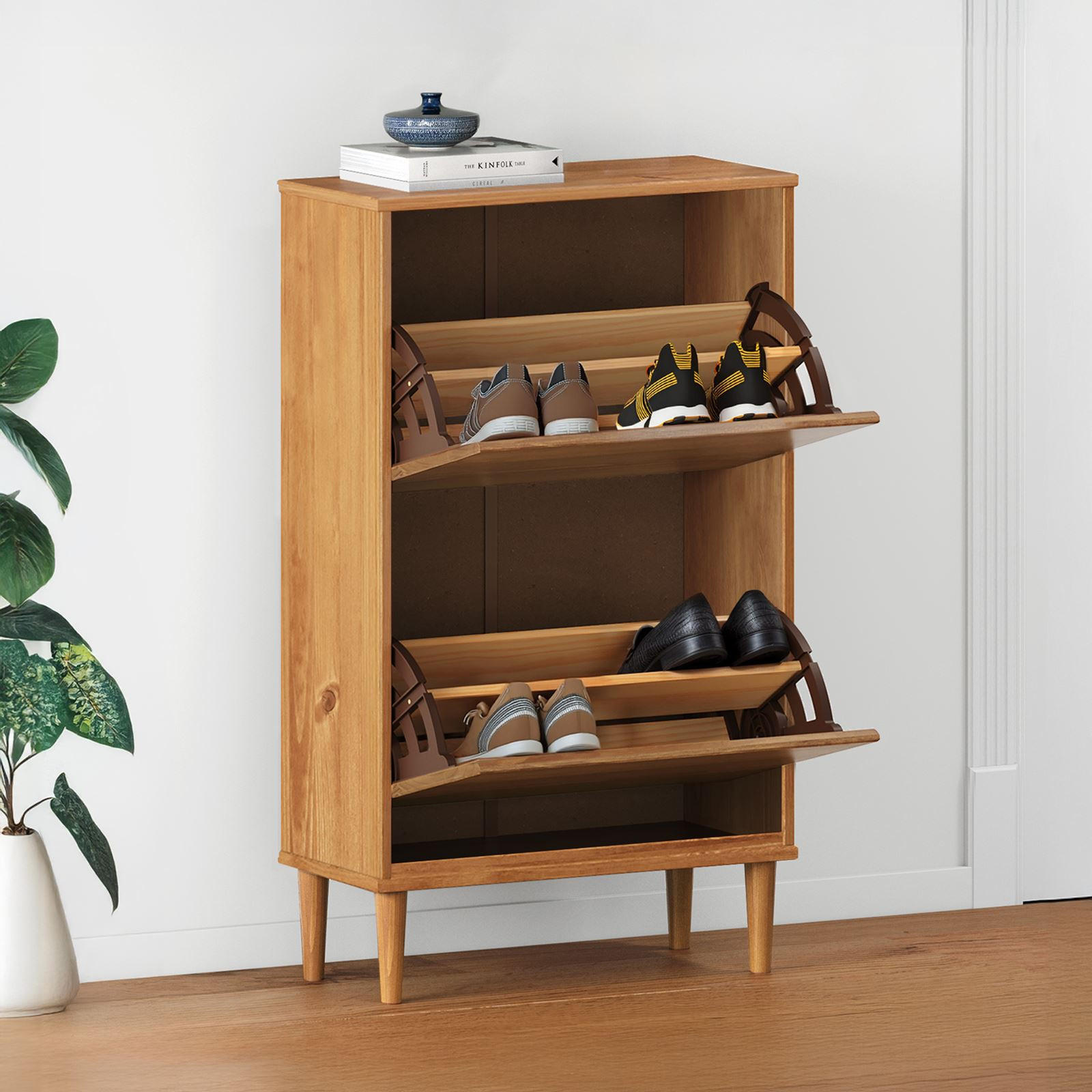 Thumbnail - Idimex Schuhkipper, Eiche, Holz, Kiefer, Vintage, 59x96x25 cm, FSC Mix, Garderobe, Schuhaufbewahrung, Schuhkipper