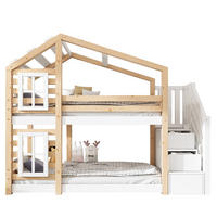 KREVET na kat 90/200 cm prirodna i bijela od masivnog drva i MDF-a sa spremištem - prirodne boje, drvni materijal (90/200cm) - OKWISH