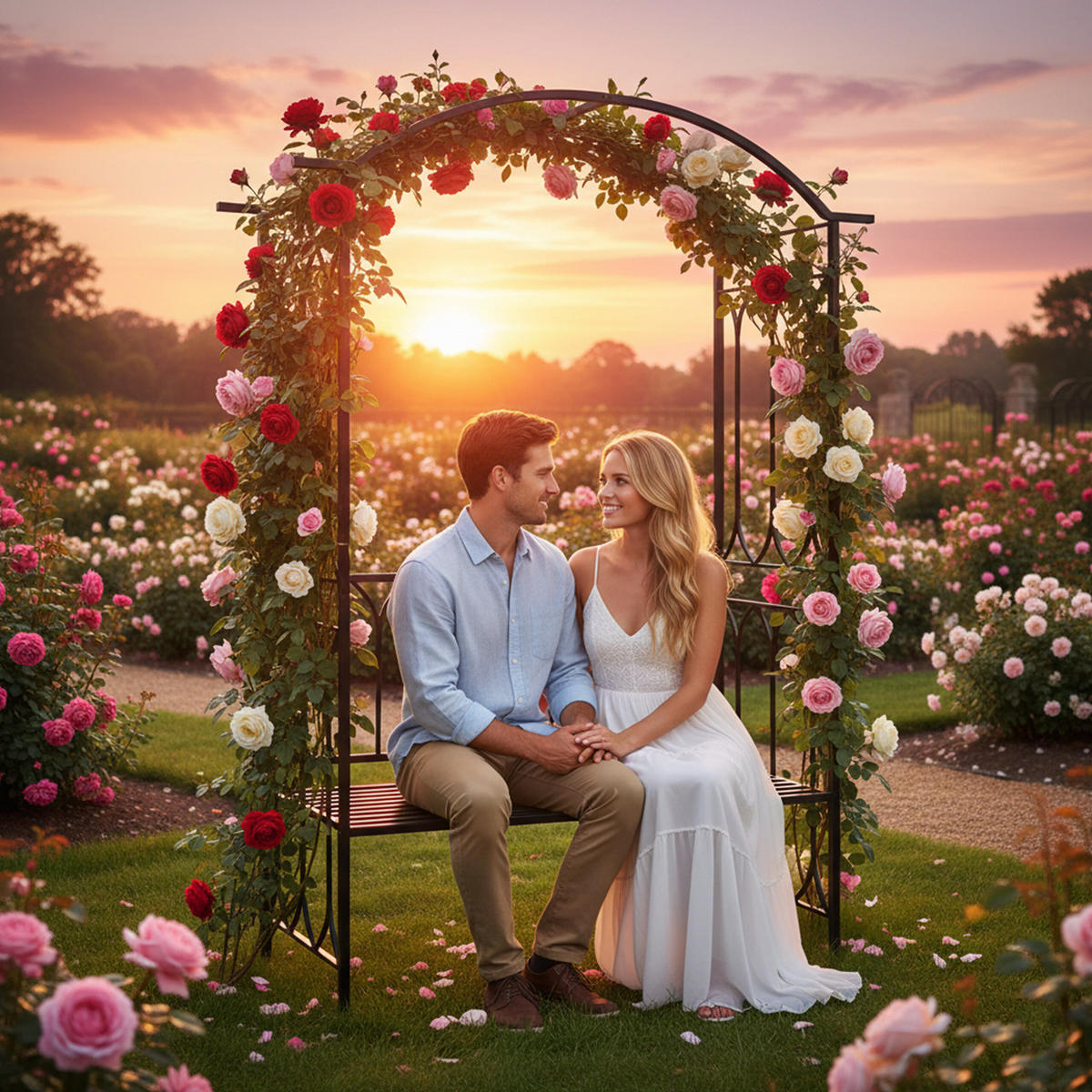 ROSENBOGEN - Schwarz, Metall (55/210/48cm) - Relaxdays