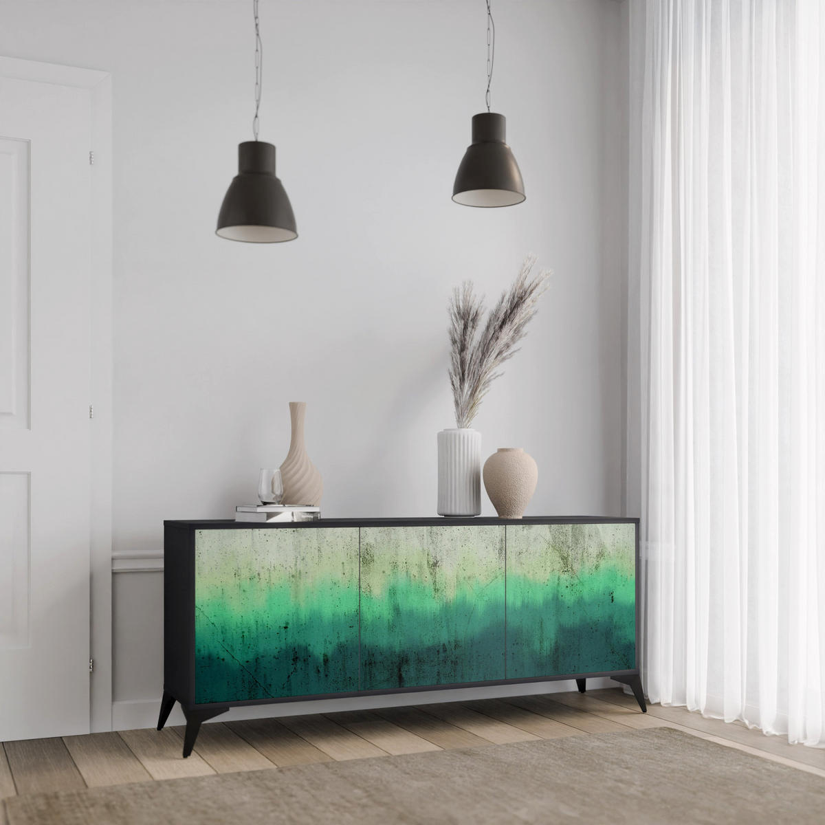 SIDEBOARD NORTHERN LIGHTS, Eicheneffekt, 164,5x42x77,5 cm, 3 Türen - Eichefarben/Buchefarben, Holzwerkstoff/Buchenholz (164.5/77.5/42cm) - SpaceRebels
