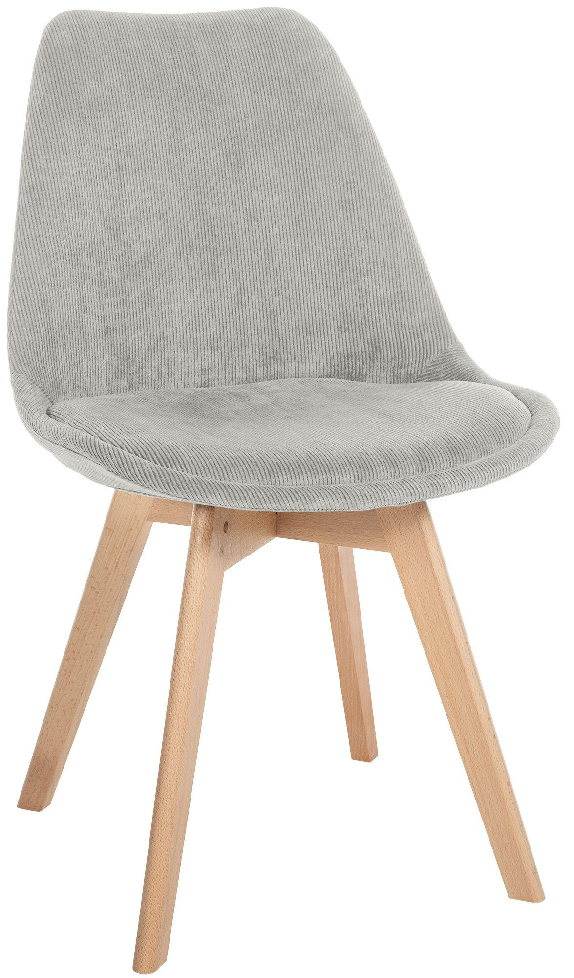 STUHL Cord Grau - Eukalyptusholzfarben/Grau, Holz/Textil (49/83/50cm) - CLP