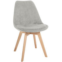STUHL Cord Grau - Eukalyptusholzfarben/Grau, Holz/Textil (49/83/50cm) - CLP