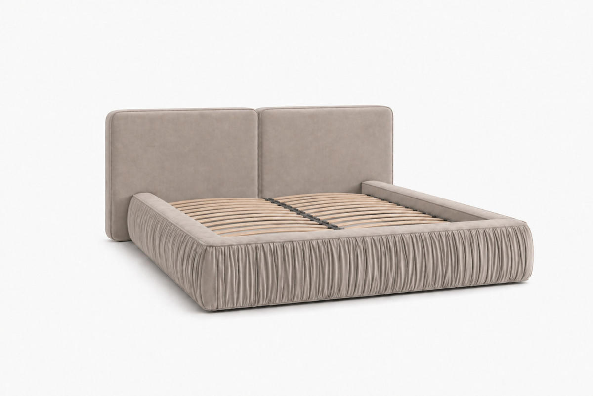 POLSTERBETT 08 140 x 200 cm – Riviera – Bett mit Gasdruckfedern und Stauraum - Beige, Holz (140/200cm) - ROYAL24_MARKT