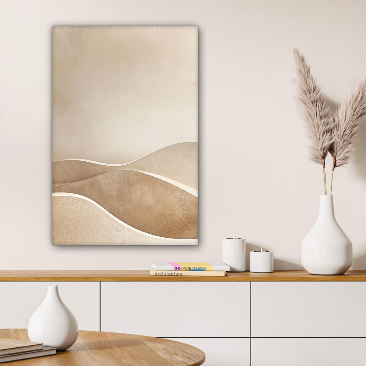 LEINWANDBILD Beige - Natur - Abstrakt - Modern 40x60 cm - Beige, Textil (40/60cm) - MuchoWow