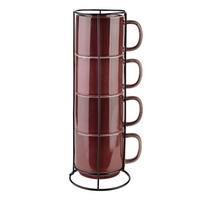 BECHER Evie 4er Set Dunkelrot 13/13/33 cm Porzellan - Dunkelrot, Keramik (0.37L) - Mondex