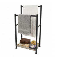HANDTUCHSTÄNDER Schwarz-Grau Holzoptik mit Ablage 80 cm - Hellbraun/Schwarz, Holzwerkstoff/Metall (42/80/24cm) - Relaxdays