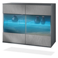 KOMMODE Bari Scratchy Metal - Silberfarben, Holzwerkstoff (92.5/73.5/35cm) - Vladon
