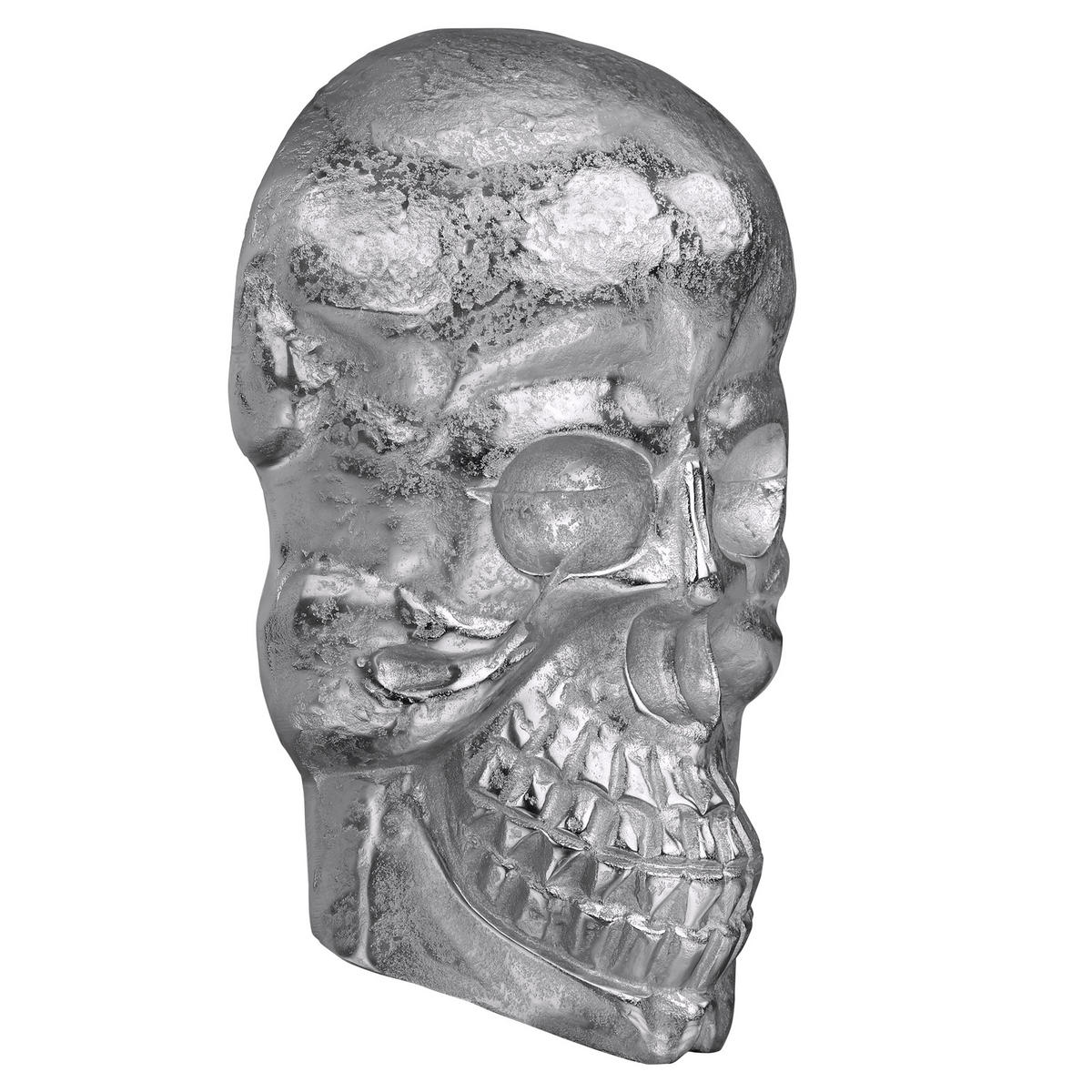 DEKO TOTENKOPF 42x30 cm Silber aus Aluminium mit Nickel Finish - Silberfarben, Metall (30/42/42cm) - WOMO-DESIGN
