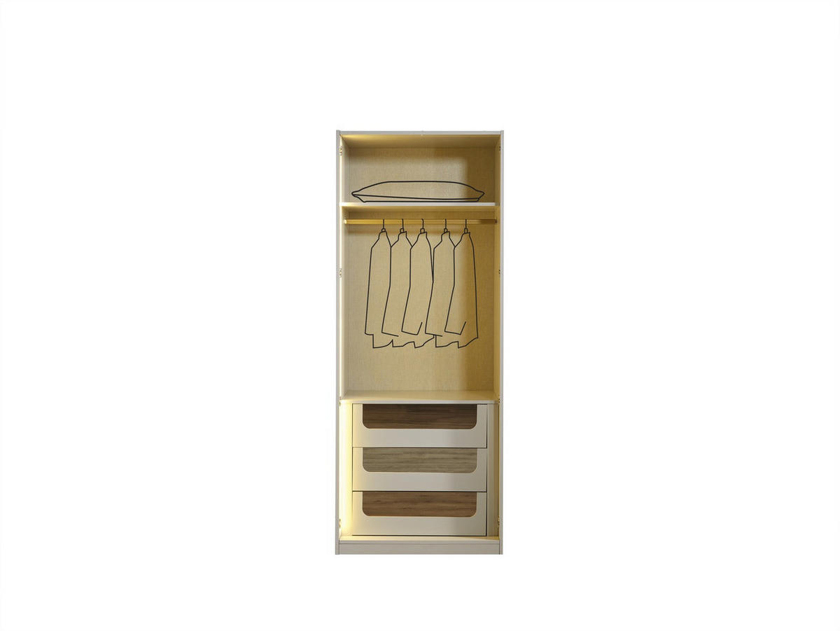 KLEIDERSCHRANK Black Line 2 trg., mit Regalen - Beige, Holzwerkstoff (44/220/60cm)