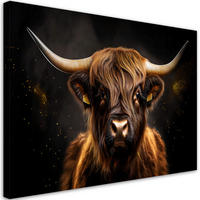 WANDBILD schottische glamour kuh - Schwarz, Textil (60/40cm) - Feeby