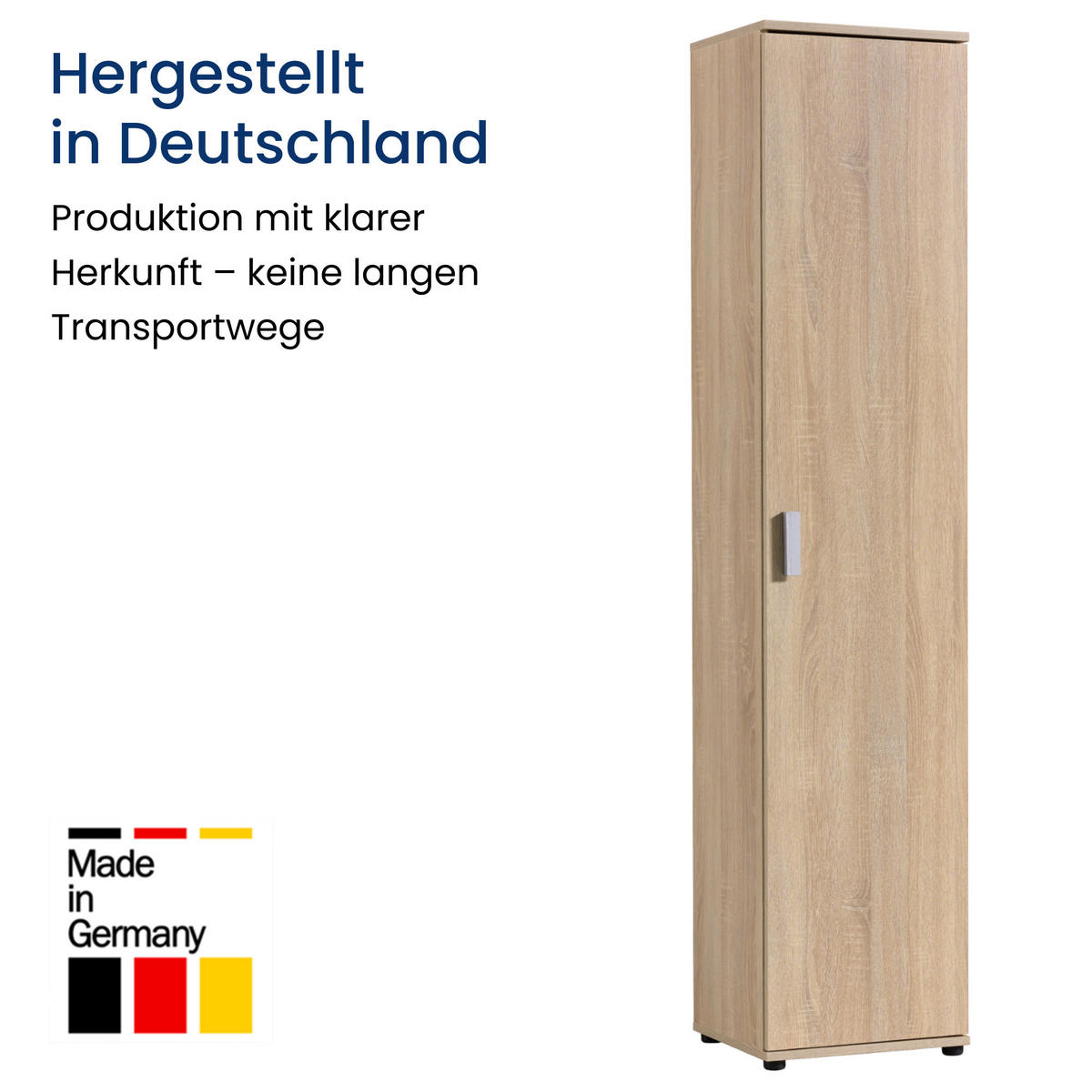 MEHRZWECKSCHRANK mit 1 Tür & 4 Einlegeböden in Sonoma Eiche - Sonoma Eiche, Holzwerkstoff (40/184/35cm) - Home Collective
