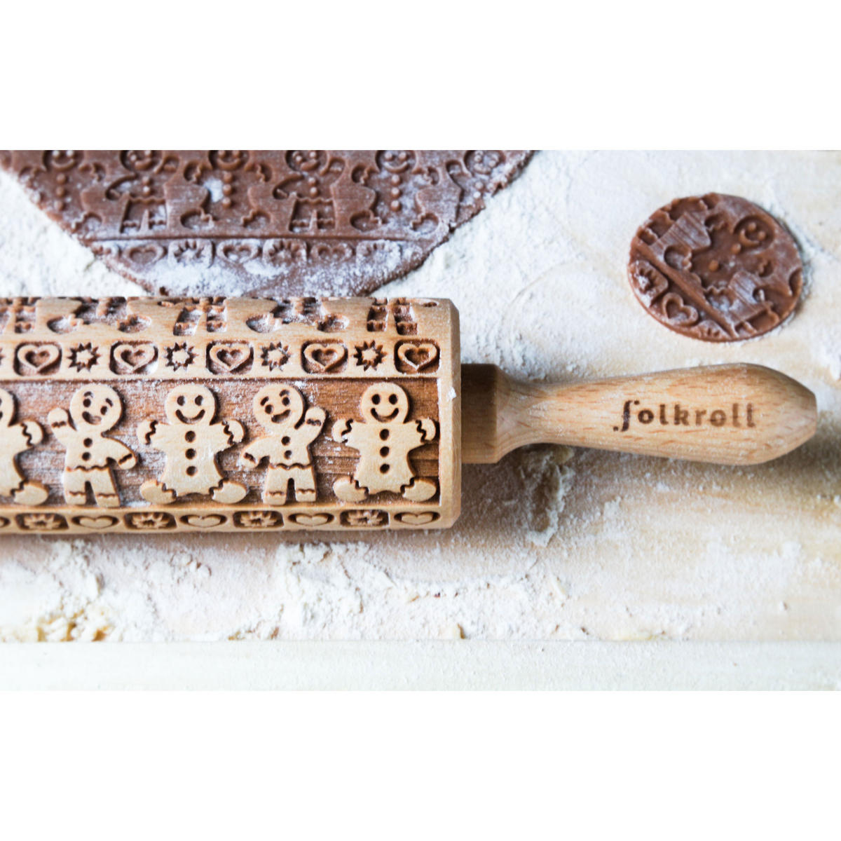 TEIGROLLE Lebkuchenmann, junior, 23 cm, Buchenholz - Braun, Holz (23cm) - Folkroll