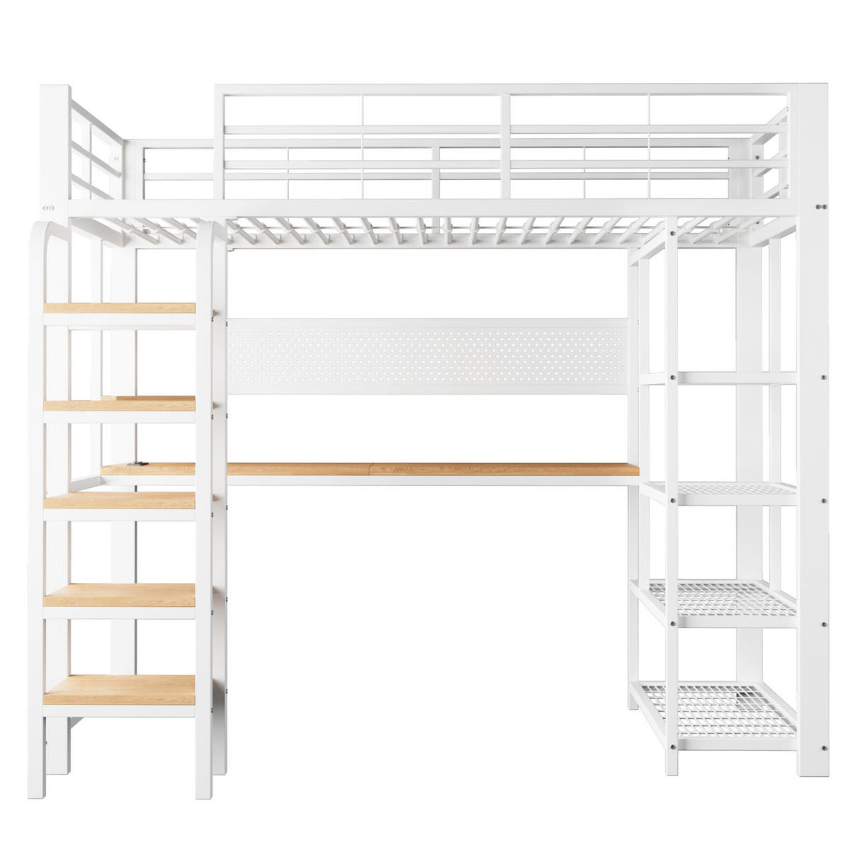 HOCHBETT 90/200 cm Weiß mit LED und Steckdosen - Weiß, Metall (90/200cm) - MIVRAY