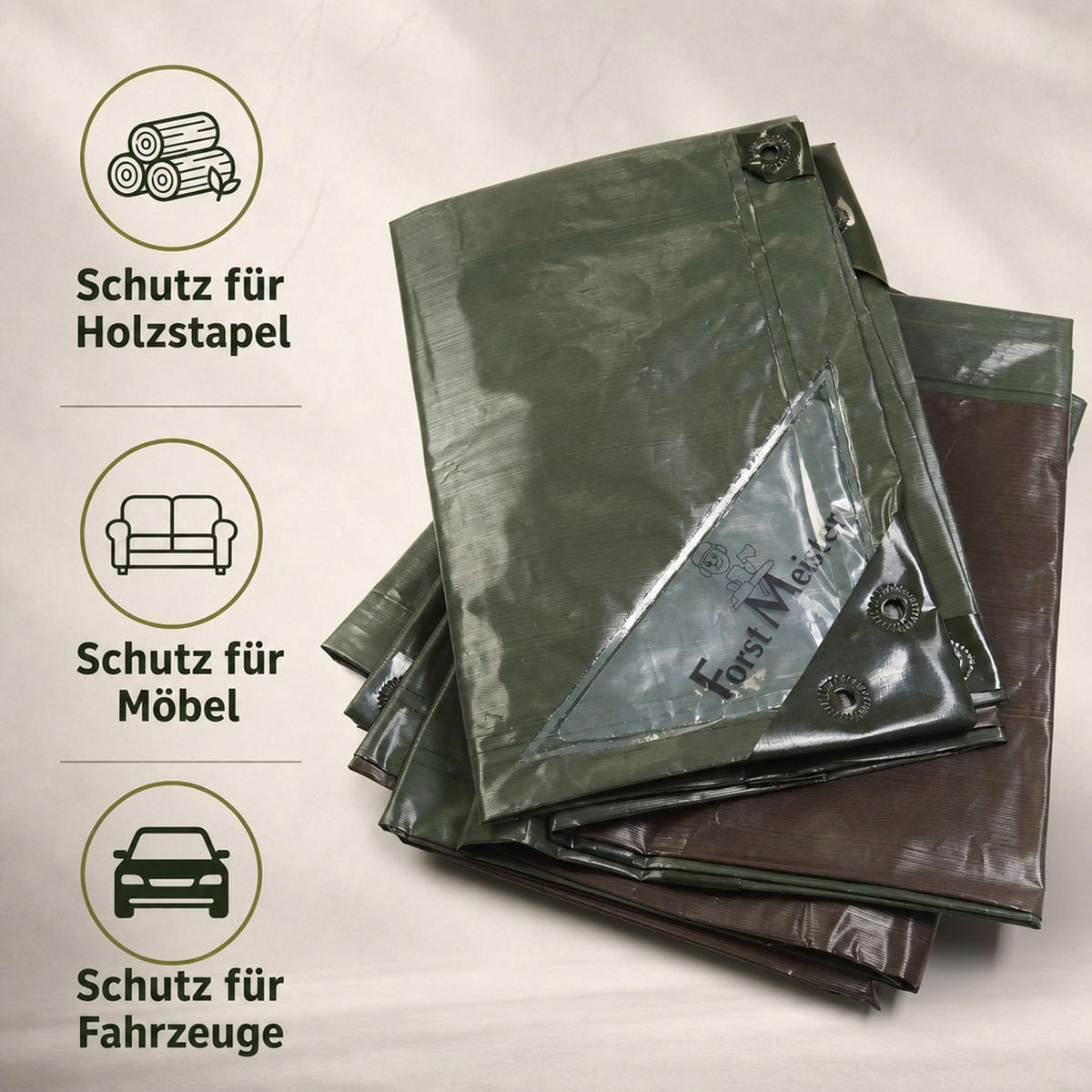 HOLZABDECKPLANE 150 g/m² - Dunkelgrün, Kunststoff (600/150/1cm) - Westfalia