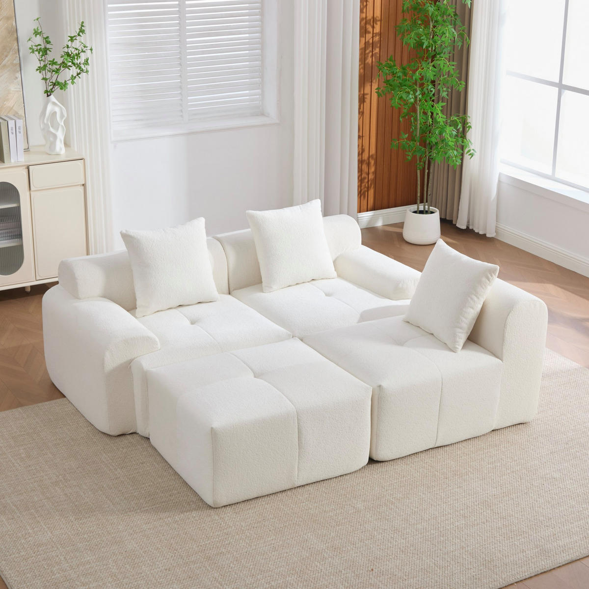ECKSOFA 97/100/68 cm Beige aus Kordstoff mit modularer Kombination - Beige, Textil (100/97cm) - OKMYHOME