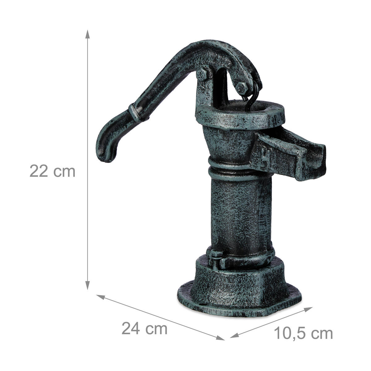 DEKO Pumpe - Grau, Metall (10.5/13.5/22.5cm) - Relaxdays