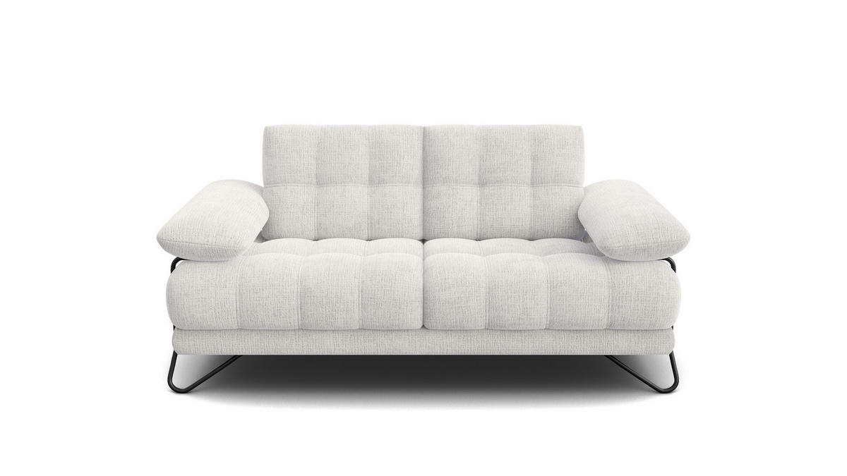SOFA BUBBARA 2-Sitzer, creme - Creme/Schwarz, Holz/Textil (185/87/96cm) - Courtois Laville