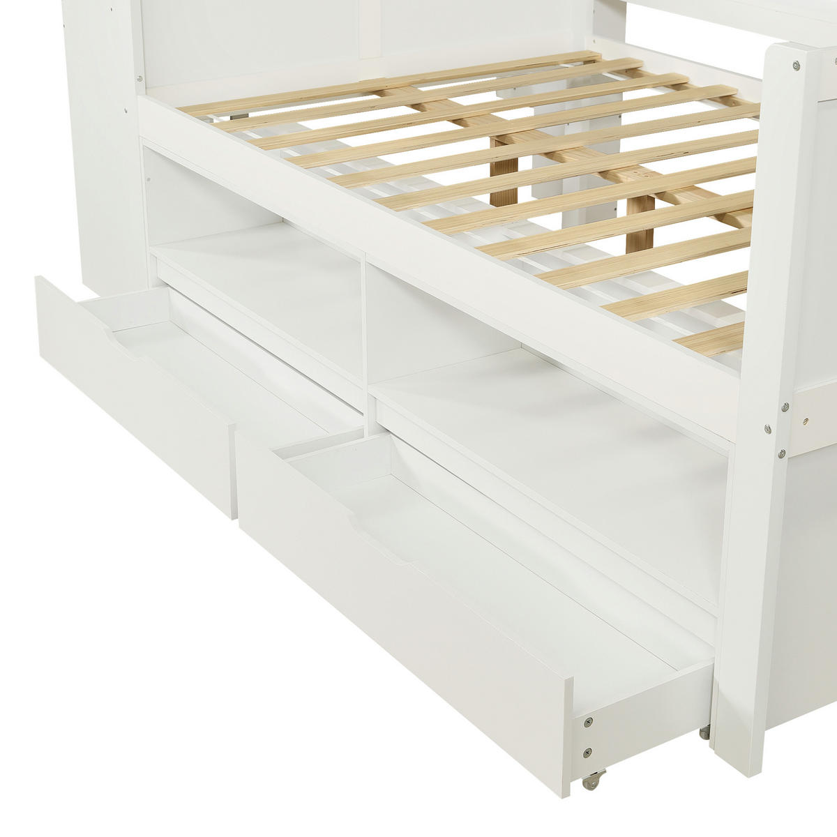 STAURAUMBETT 120/200 cm mit Schreibtisch, DE-41771, in Weiß - Weiß, Holz (120/200cm) - ComfortXL