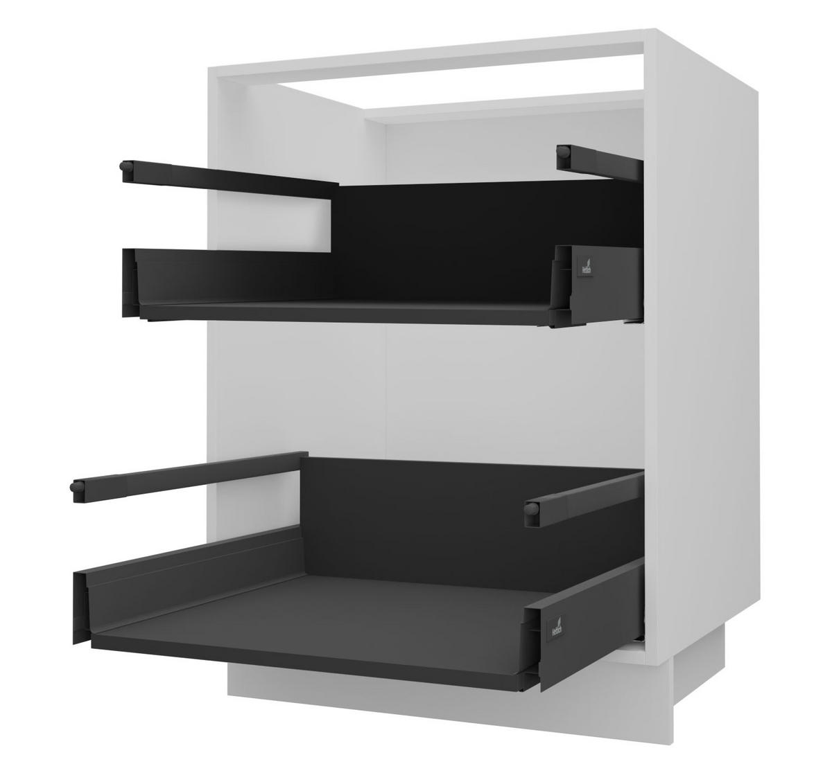 SCHUBLADENUNTERSCHRANK Brerra D2A/80 Korpus weiß / Front RAL 6025 farngrün Matt 80 / 50 / 82 cm Schubladensystem HETTICH InnoTech Atira - Weiß/Grün, Holz/Holzwerkstoff (80/82/50cm) - Feldmann-Wohnen