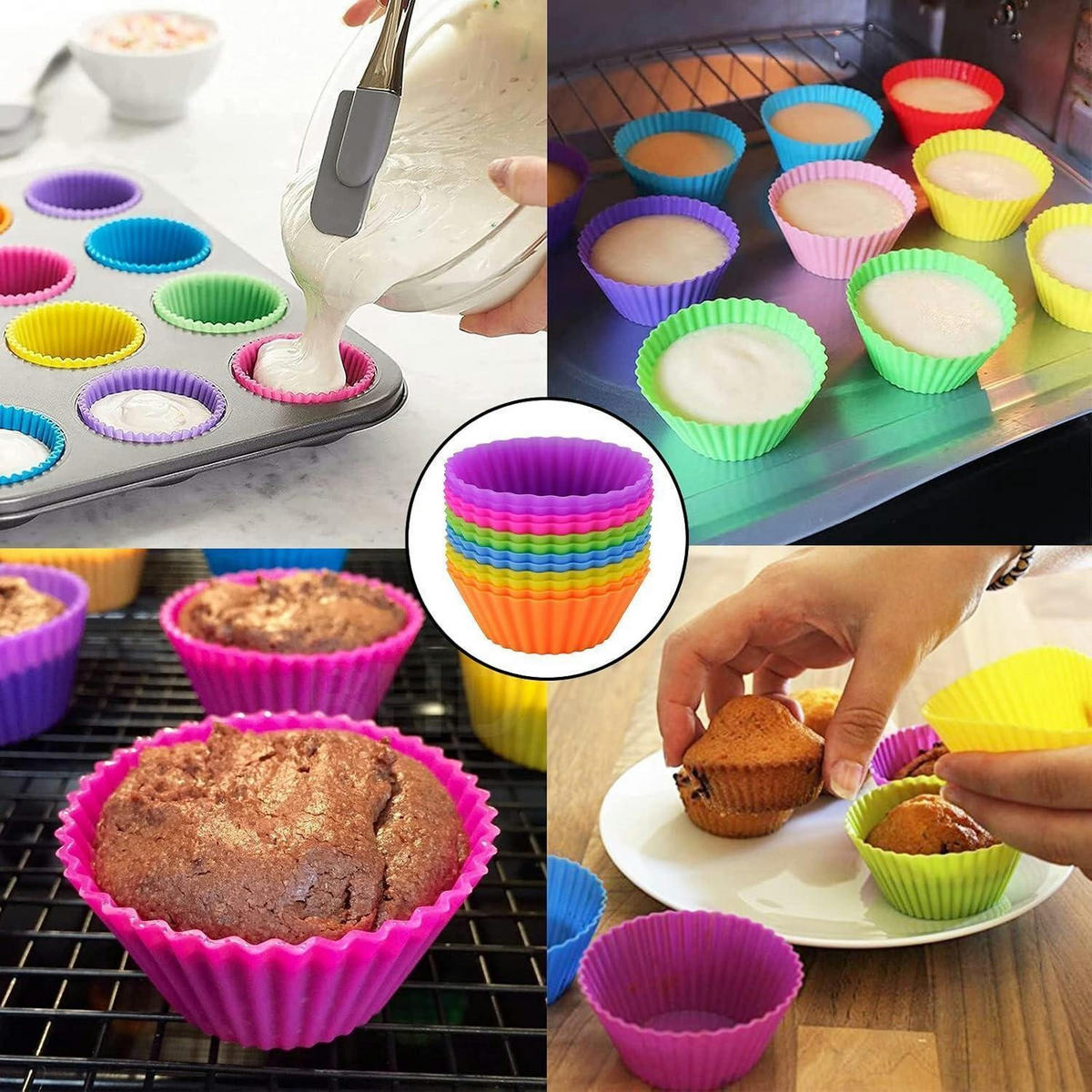 MUFFINFORM Silikon 12-teiliges Set 6 Farben - Multicolor, Kunststoff (4.5/3.5/7cm)