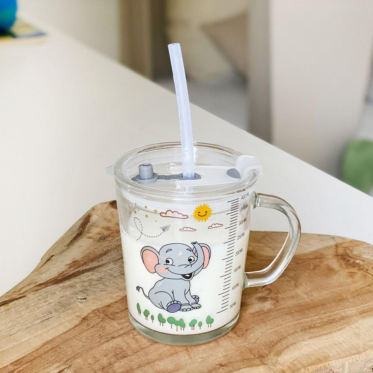 KINDER TRINKBECHER 400 ml - Grau, Glas (8.8/11.5/12.5cm) - Intirilife