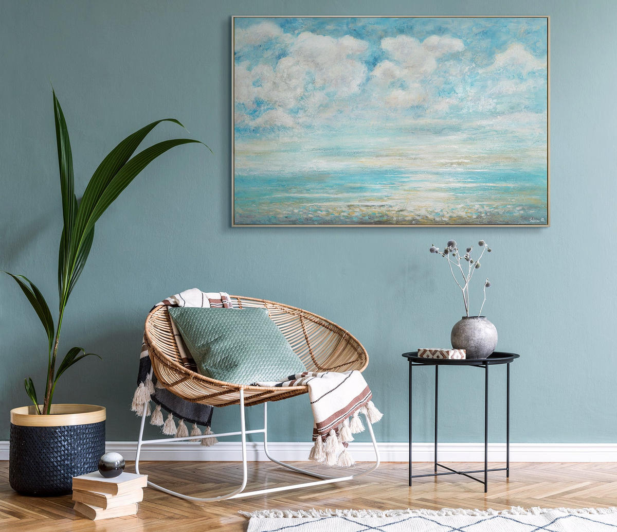 GEMÄLDE Abkühlung Schattenfugenrahmen Beige 120x80 cm - Beige, Holz (120/80cm) - YS-art gallery