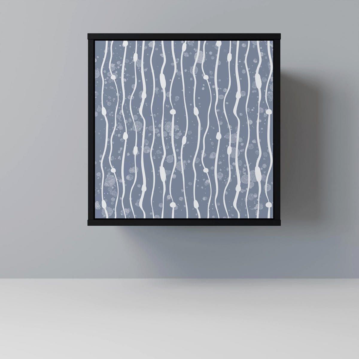 SIDEBOARD GRAPHITE RAIN, Schwarz, 57,5x42x72,5 cm, Schwarze Metallfüße - Multicolor/Schwarz, Holzwerkstoff/Metall (57.5/72.5/42cm) - SpaceRebels