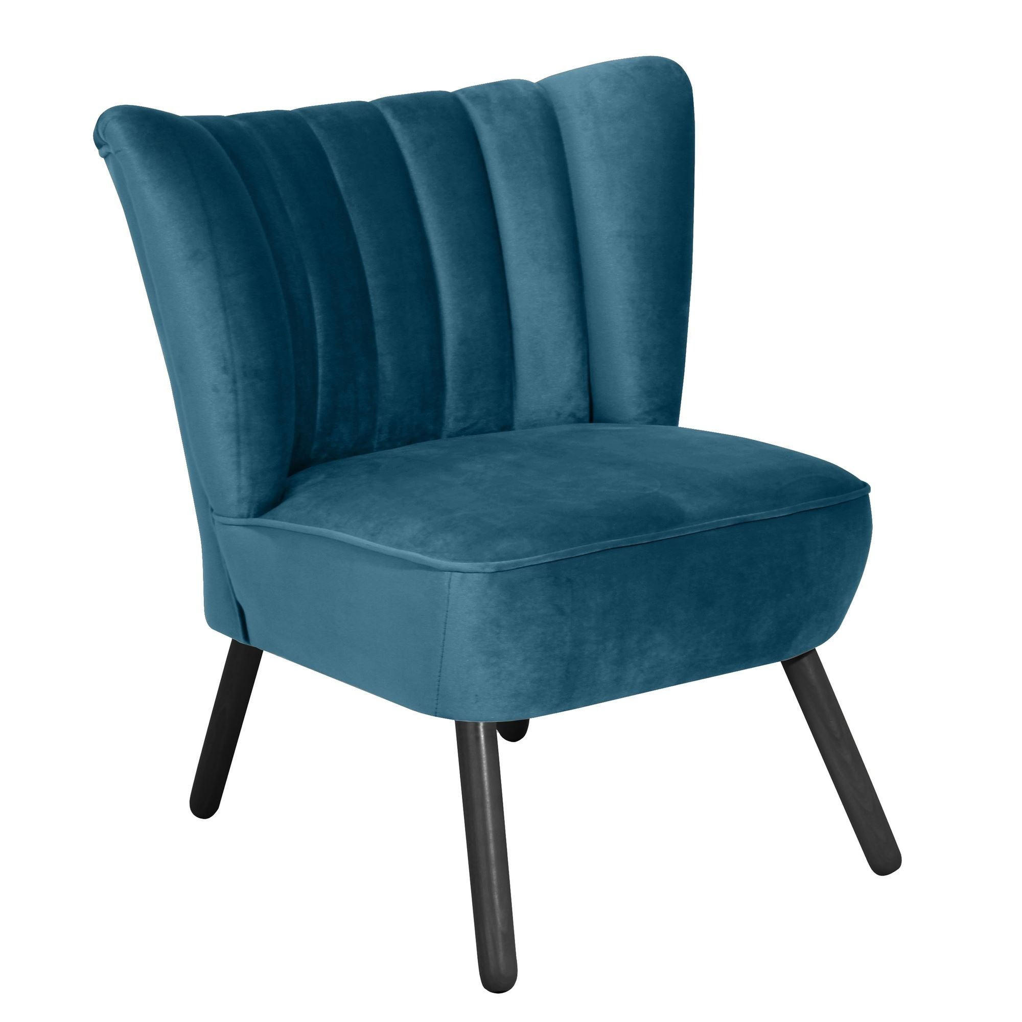 SESSEL Kadisha Bezug Samtvelours Buche schwarz lackiert / petrol - Blau, Kunststoff (70/80/66cm) - 58aufmkessel