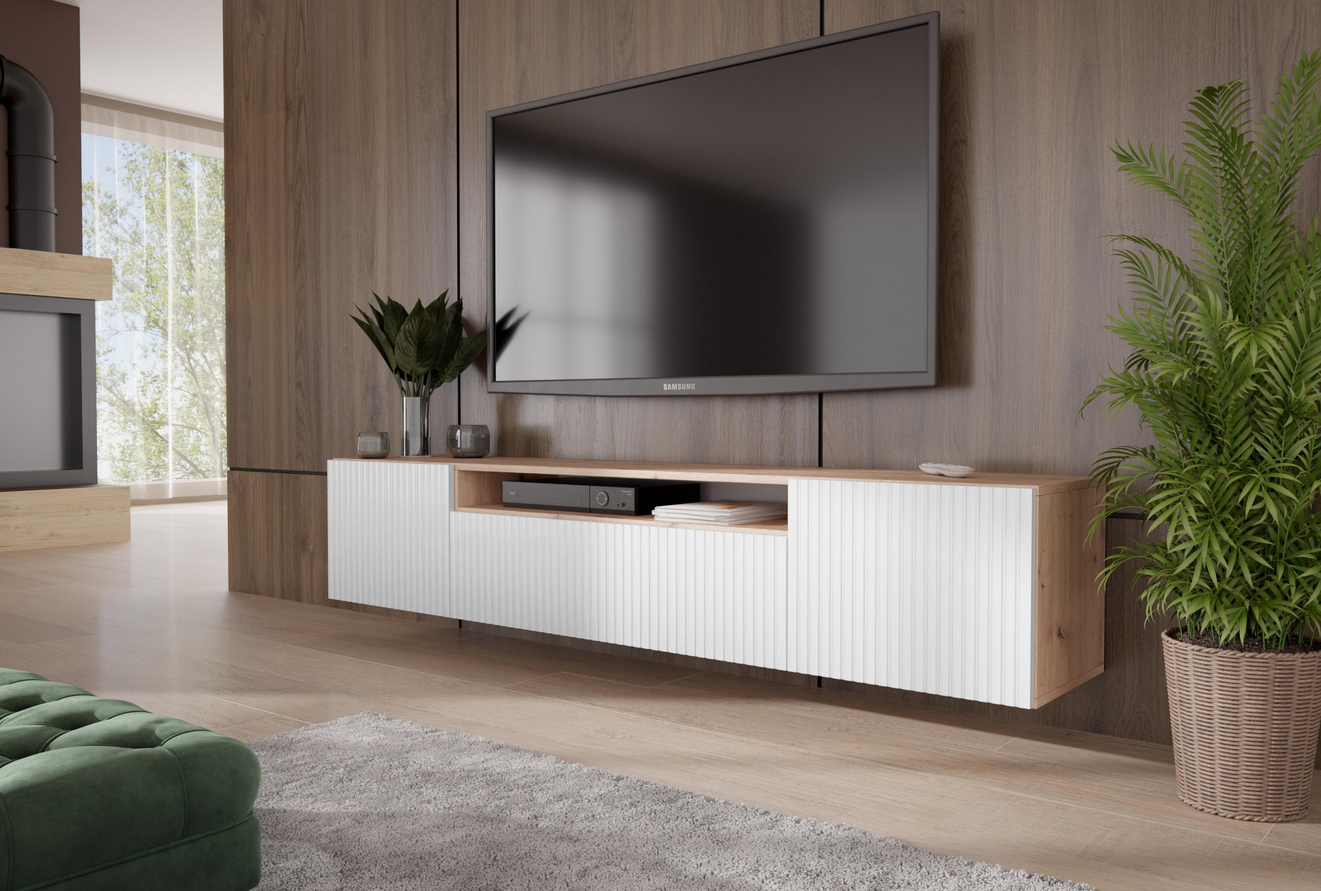 LOWBOARD TILO-W - 200 x 40 x 41 cm - Eiche Artisan/Weiß, Holzwerkstoff (200/40/41cm) - ALTDECOR