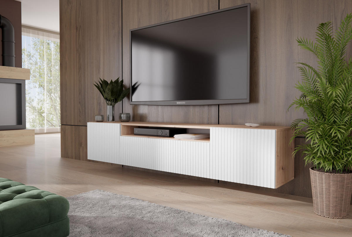 LOWBOARD TILO-W - 200 x 40 x 41 cm - Eiche Artisan/Weiß, Holzwerkstoff (200/40/41cm) - ALTDECOR