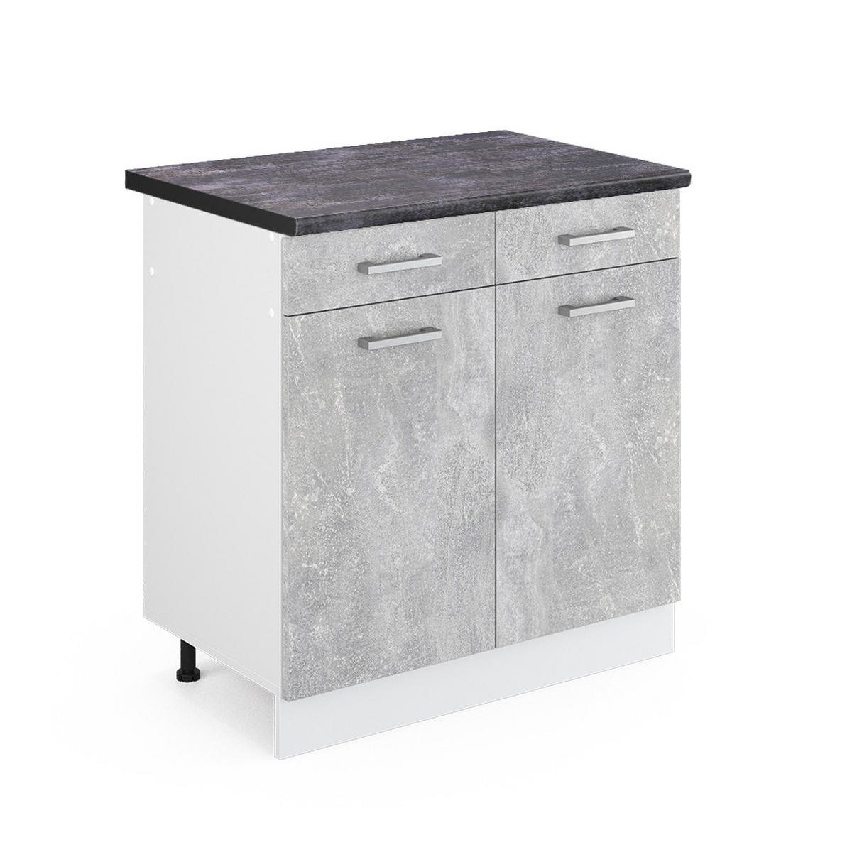 KÜCHENUNTERSCHRANK R-Line Beton 80 cm, AP Anthrazit - Schieferfarben/Weiß, Holzwerkstoff (80/81.6/60cm) - Vicco