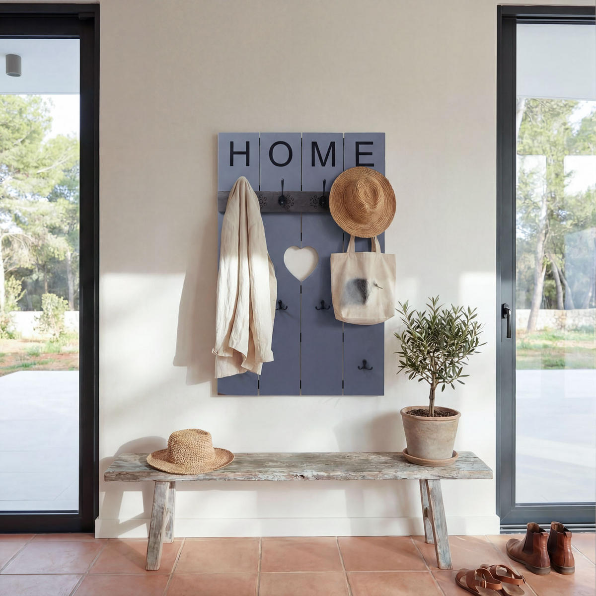 WANDGARDEROBE HOME SHABBY-LOOK Grau, Blau - Blau/Grau, Holz (60/91/8cm) - MCW