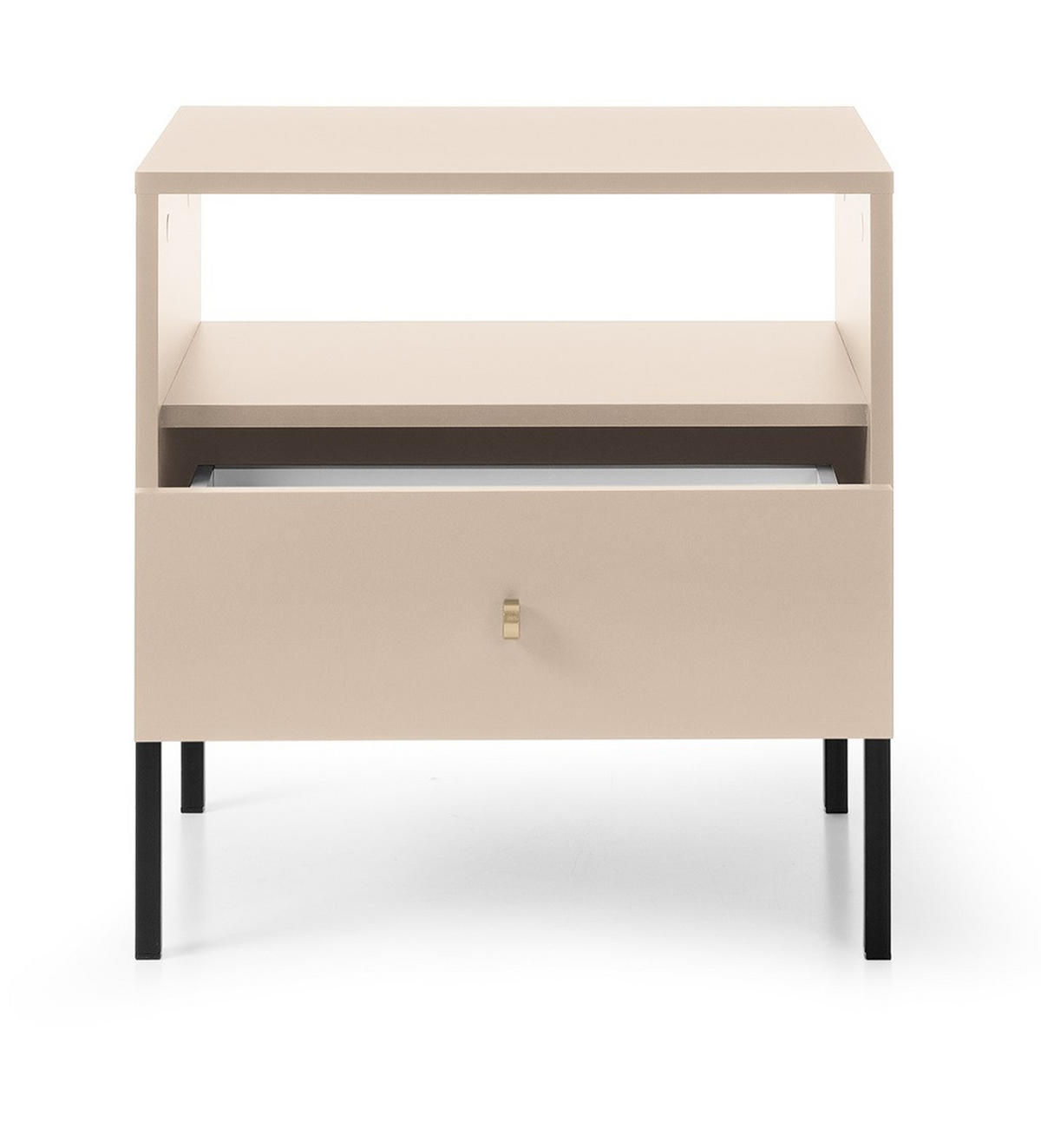 NACHTSCHRANK 54 cm Monti, Schublade, Beige + Schwarz - Beige/Schwarz, Holz/Metall (54/56/39cm) - Emporius