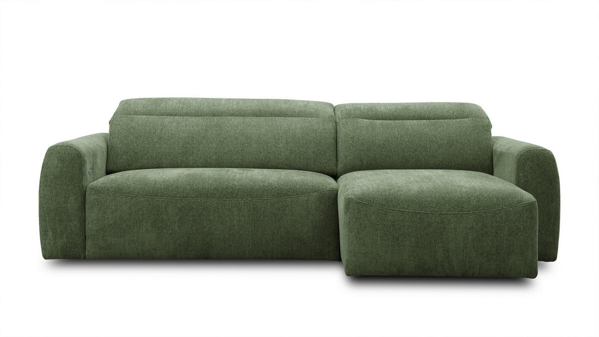 ECKSOFA NERO 4-Sitzer, dunkelgrün - Dunkelgrün/Schwarz, Holz/Textil (272/81/159cm) - Courtois Laville