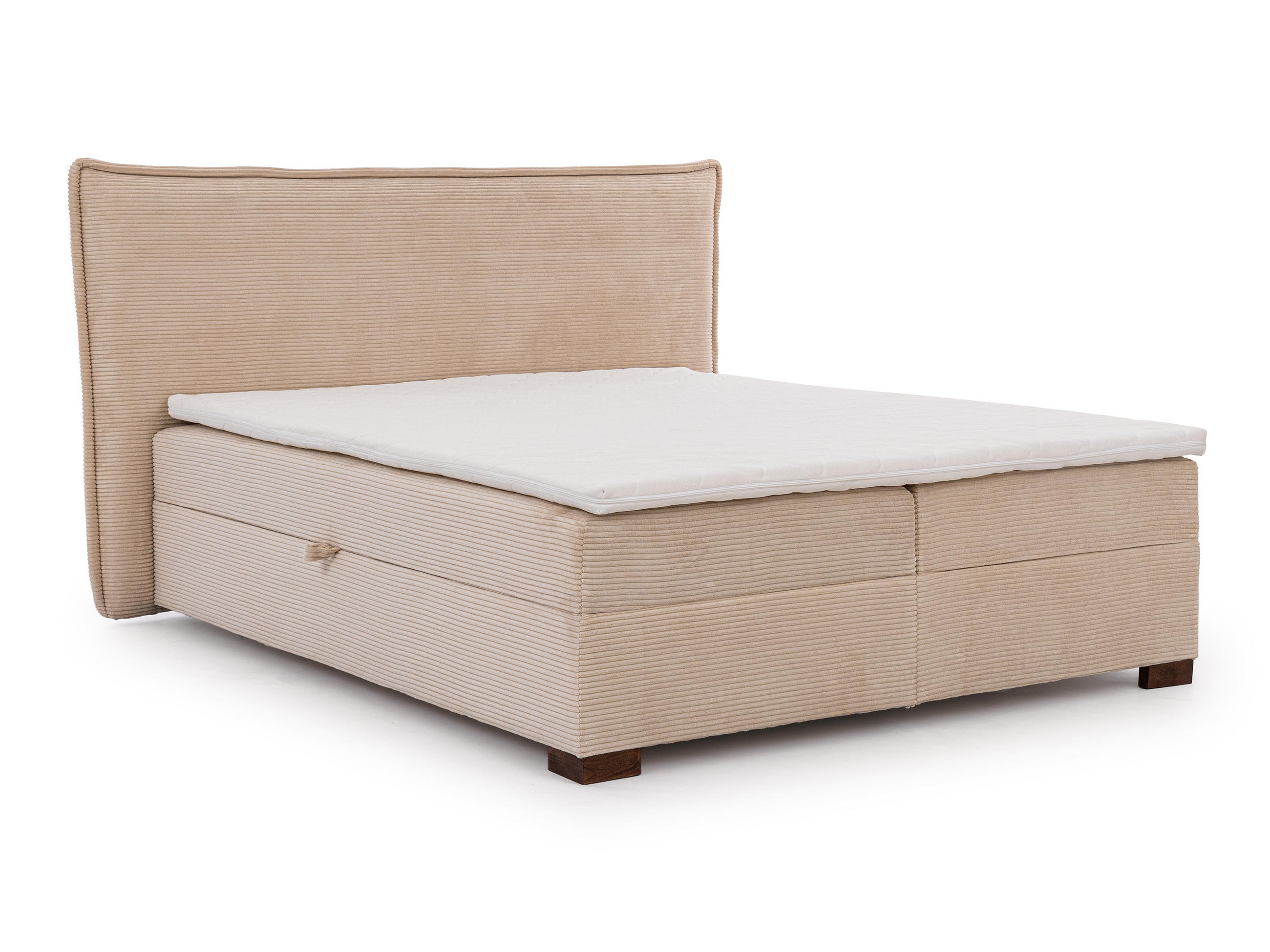 BOXBETT Lovetti II, Cord, H3 - Beige/Dunkelbraun, Holz/Kunststoff (200/200cm) - S-Style Möbel