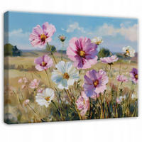 LEINWANDBILD Blumen Wiese Rosa 120x80 cm - Multicolor, Holzwerkstoff (120/80cm) - Wallarena