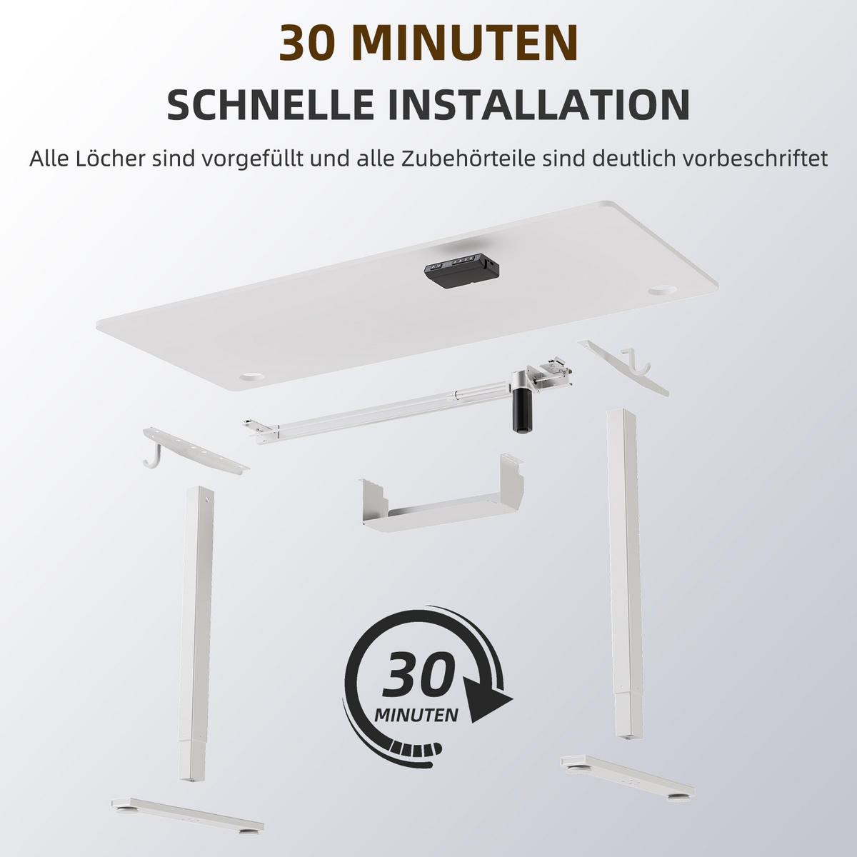 SCHREIBTISCH höhenverstellbar 70 - 120 cm - Weiß, Metall (120/60/120cm) - HOMAVO