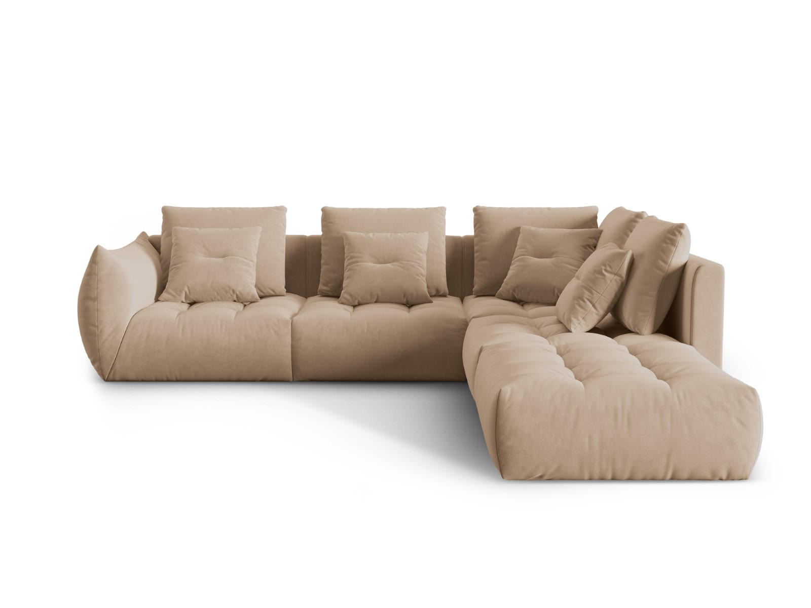 ECKSOFA modular rechts Bloom aus Samt sandfarben 4 Sitzplätze - Sandfarben, Textil (310/316cm) - Micadoni