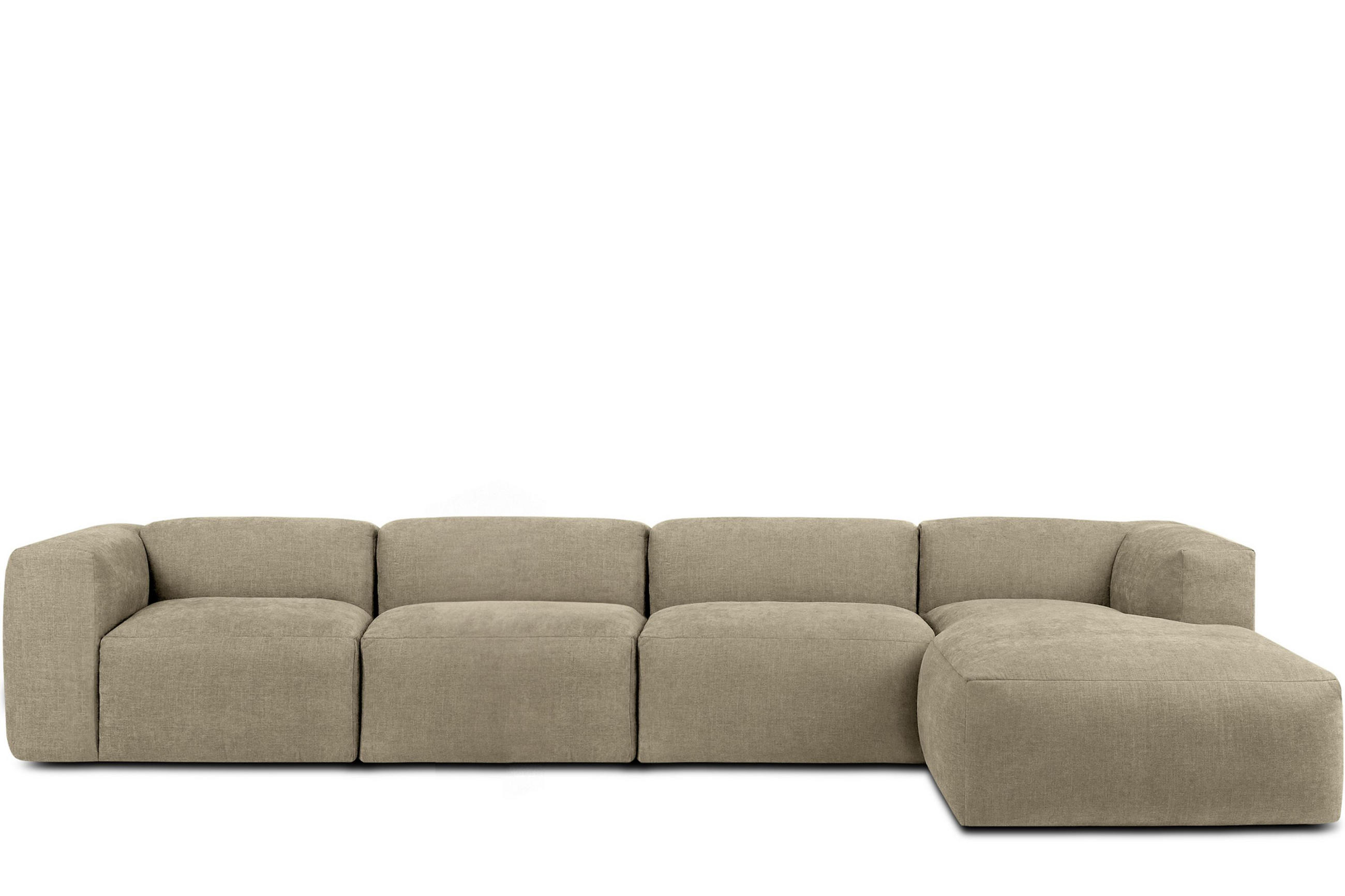 ECKMODULSOFA-RECHTS BUFFO 6-Sitzer mit extrem weicher Sitzfläche, Gewebestoff, sandfarben - Sandfarben, Textil (377/180cm) - KONSIMO®