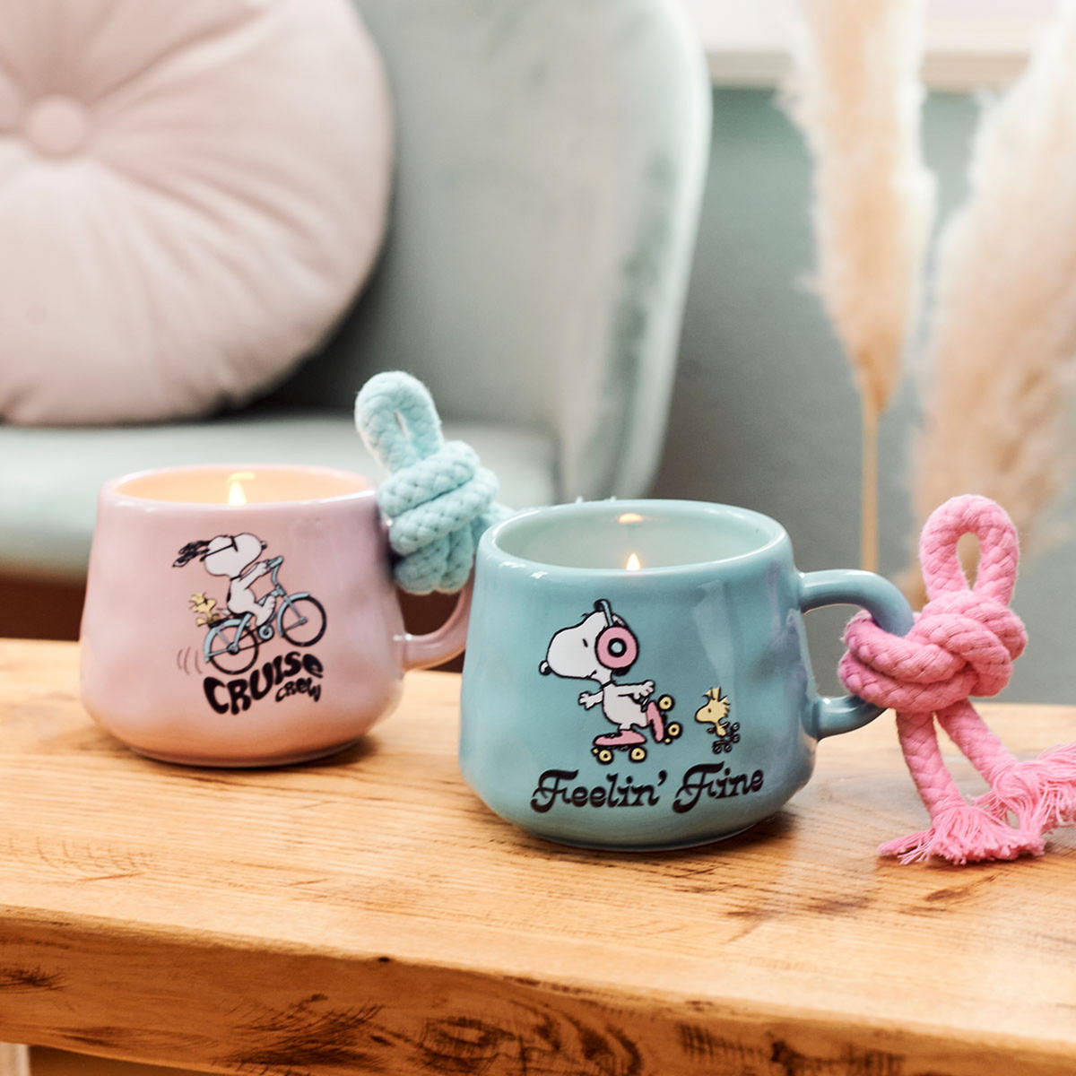 PEANUTS Duftkerzen - Rosa, Naturmaterialien/Glas (8cm)