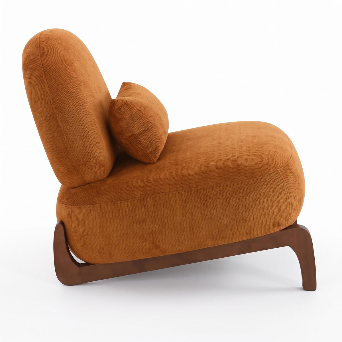 SESSEL Samt Karamell Ohne Armlehnen Massivholzbeine - Cognac, Textil (86.9/69.9/72.1cm) - Urban Meuble