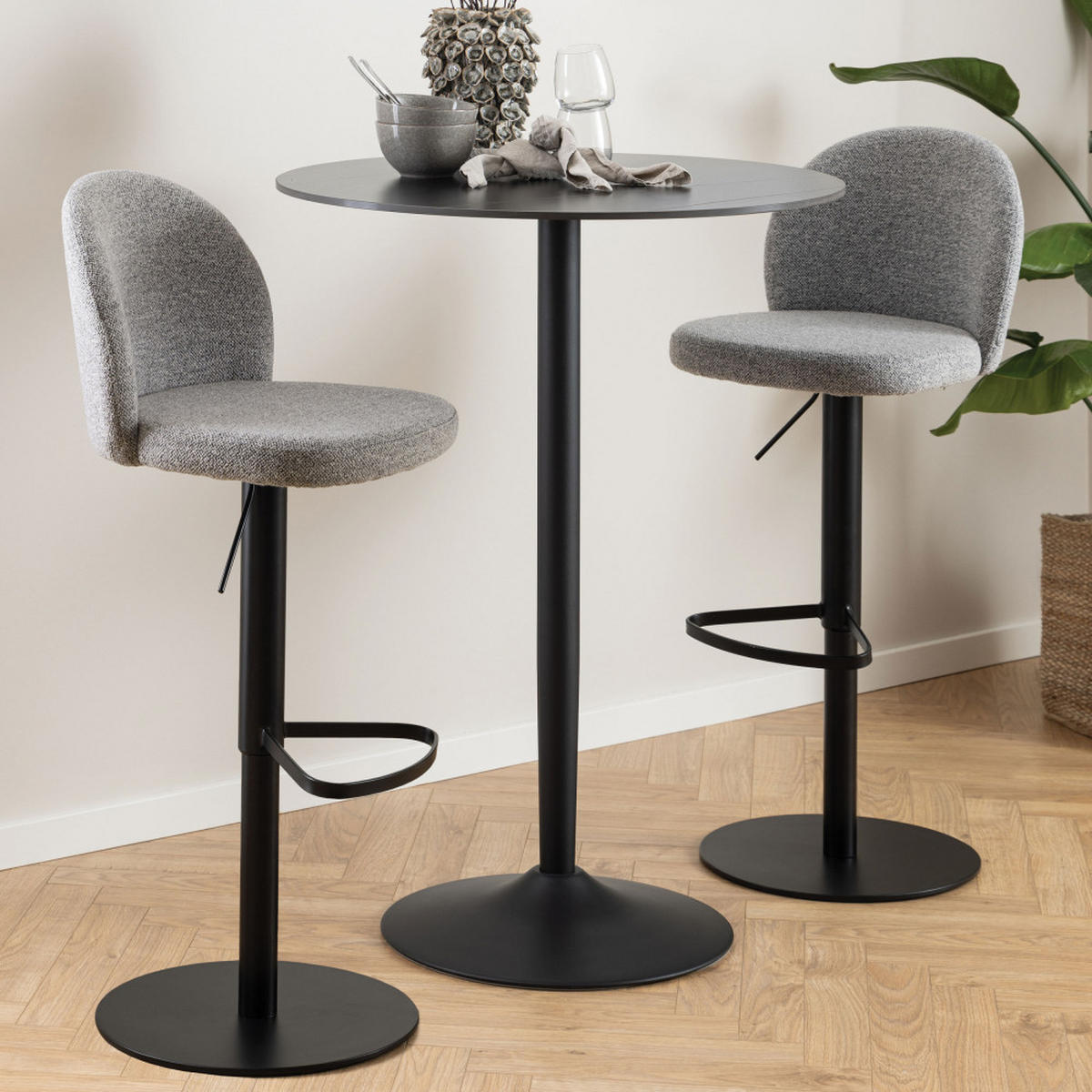 HOCKER aus Stoff und Metall, verstellbar, Höhe 55-80 cm - Colobura - Grau - Grau, Textil (44/109/50cm) - Drawer