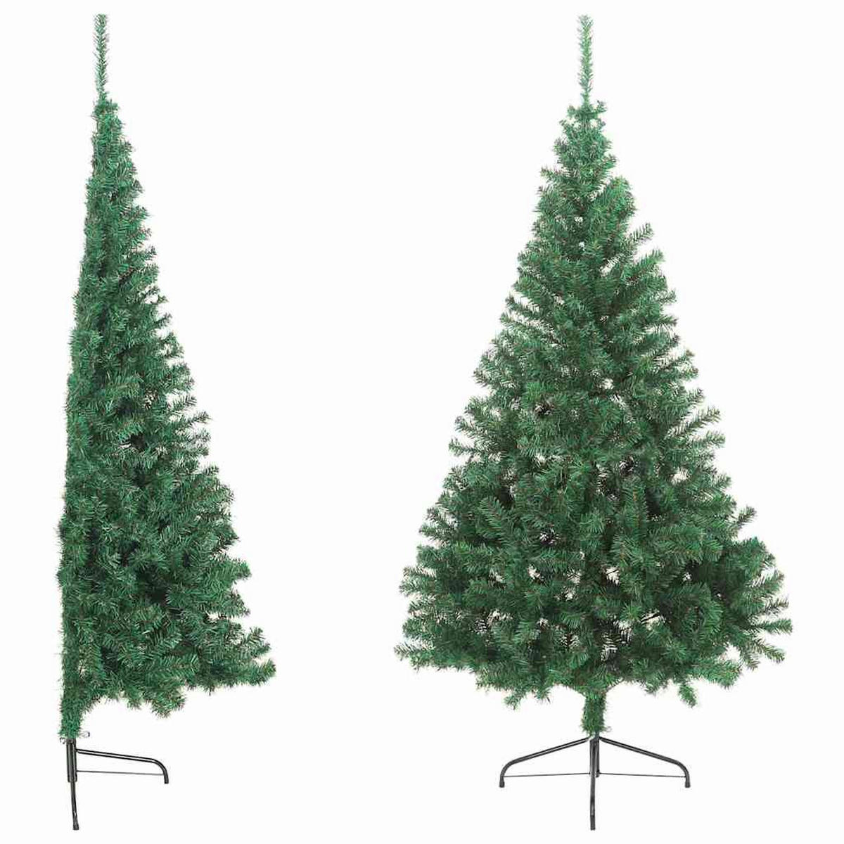 HALB-WEIHNACHTSBAUM Künstlicher Mit Ständer Grün 180 Cm Pvc - Grün, Kunststoff (180cm) - vidaXL