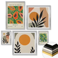WANDBILDER 5er Set - 50x50 cm & 20x30 cm & 40x60 cm Silberner Rahmen - Fruchtmuster der italienischen Kultur - Silberfarben, Kunststoff (40/60cm) - ArtPrintCave