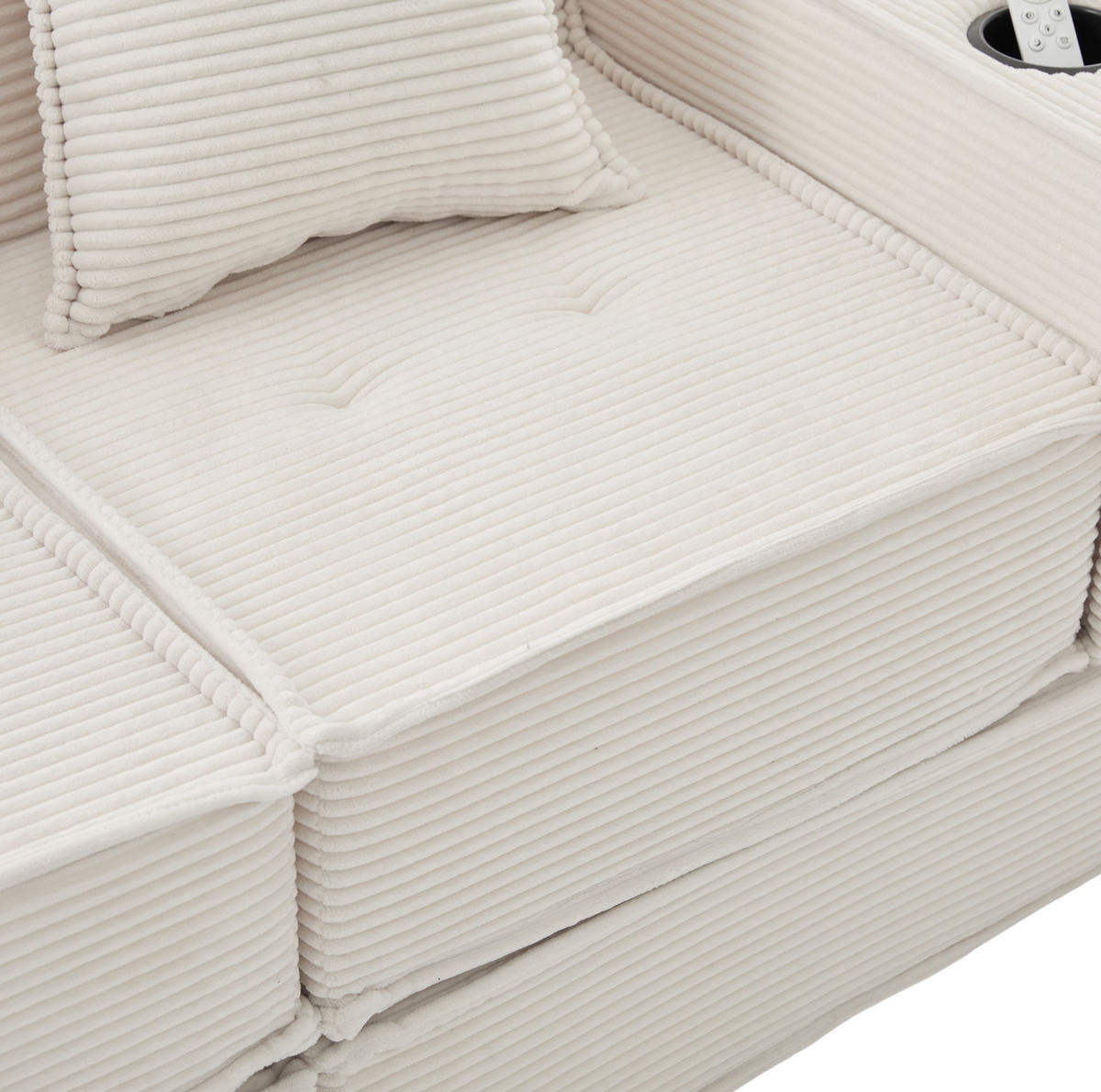 SOFA 2-Sitzer mit Kissen 162 x 78 x 66 cm Cord Beige - Beige, Kunststoff (78/66/162cm) - Meubliv